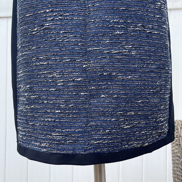 GUC Madewell Shimmer Weave Blue Metallic Black Panel Tweed Shift Dress Size 6 - Picture 14 of 17
